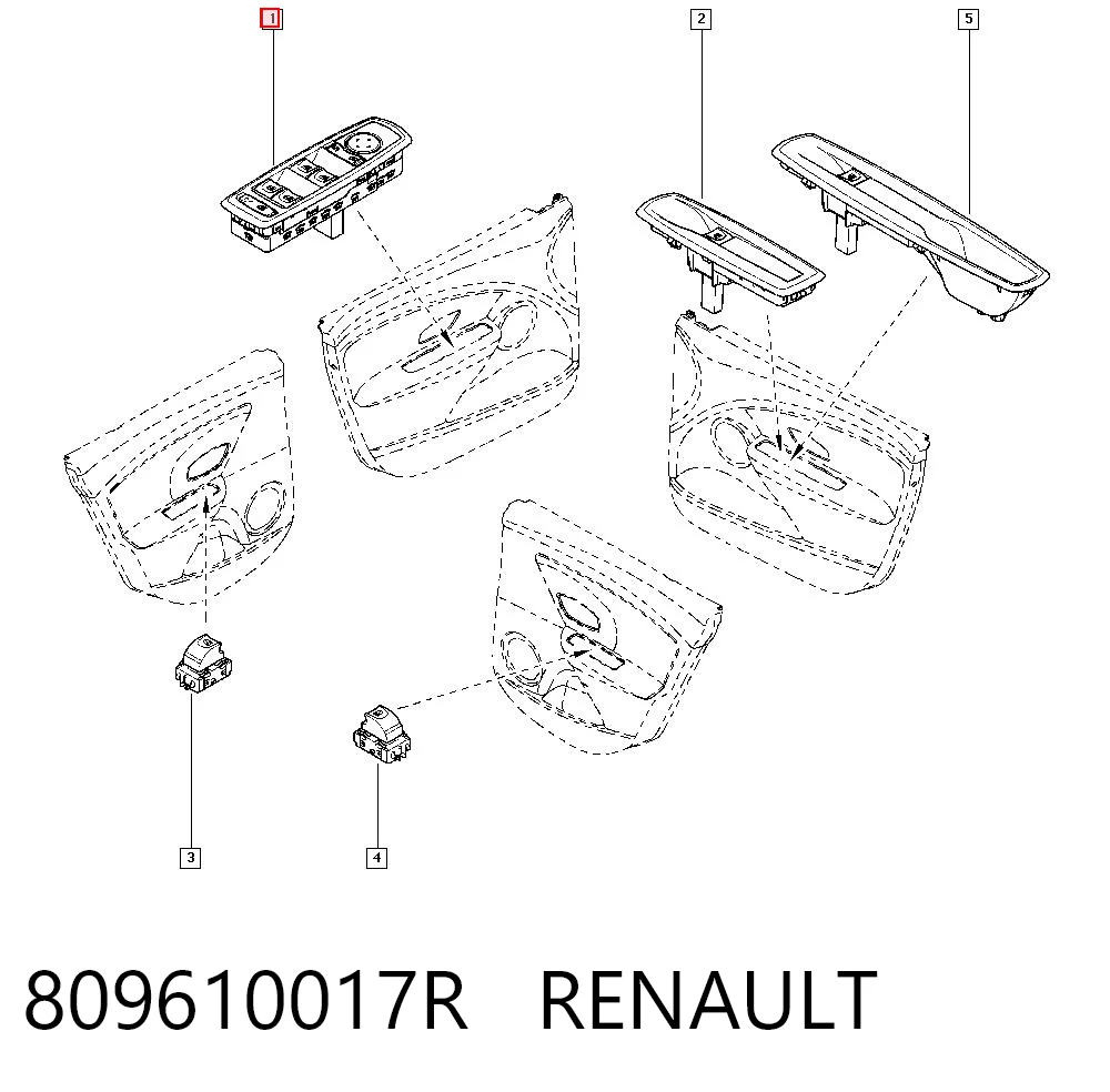 809610017R Renault (RVI) Кнопки переднего левого стекло подъёмника