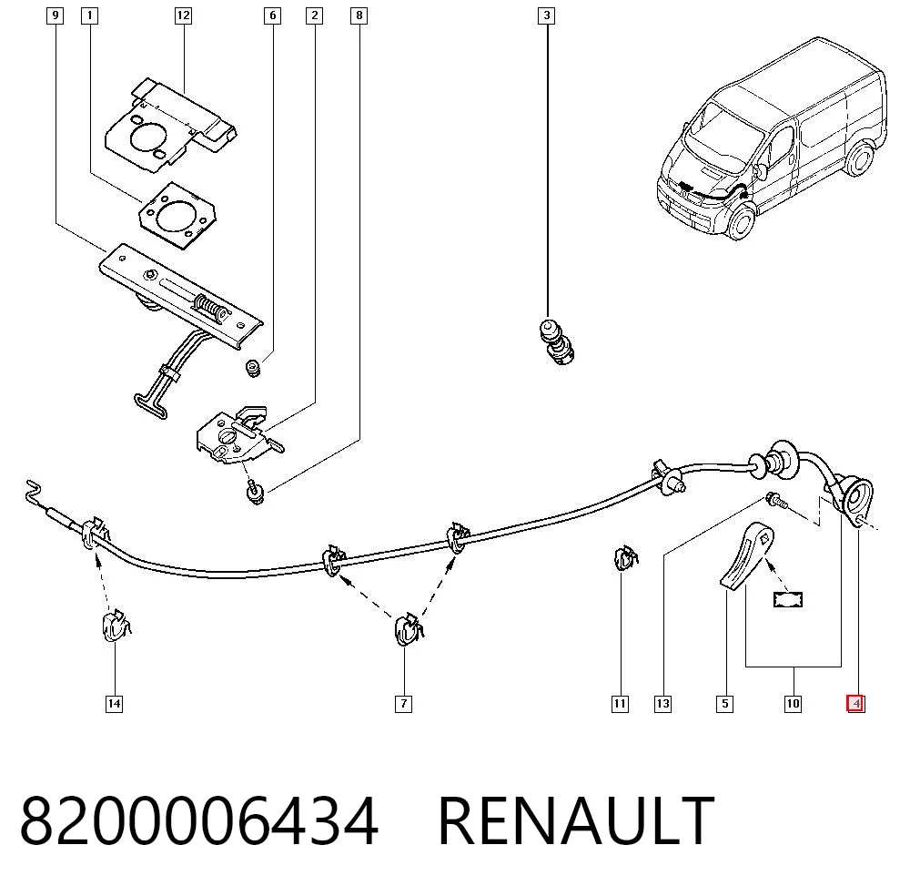 6562000QAH Renault (RVI) Трос открытия капота