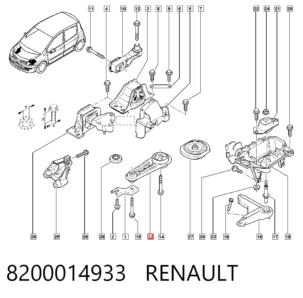8200014933 Renault (RVI) Задняя подушка двигателя