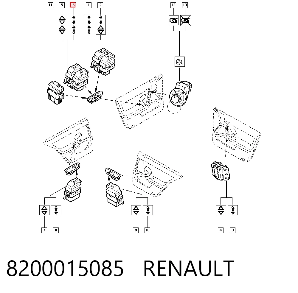 8200015085 Renault (RVI) Кнопки переднего левого стекло подъёмника