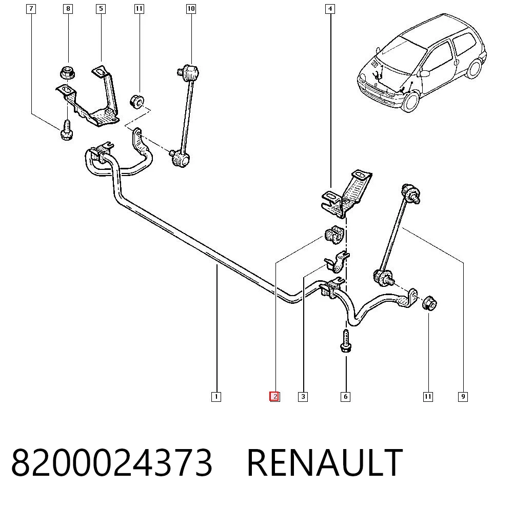 Втулка переднего стабилизатора Renault Twingo I хэтчбек (C06) (1992 - 2007) цена, от 1.31 USD
