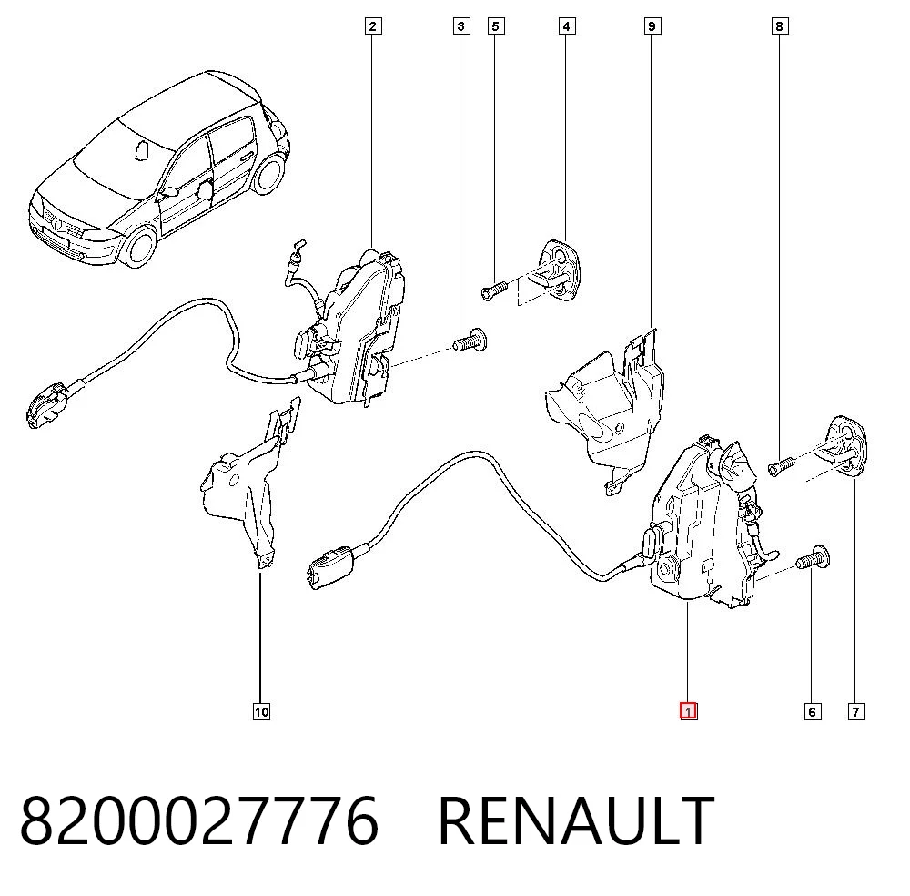 Замок двери водителя на Renault Megane II LM0, LM1