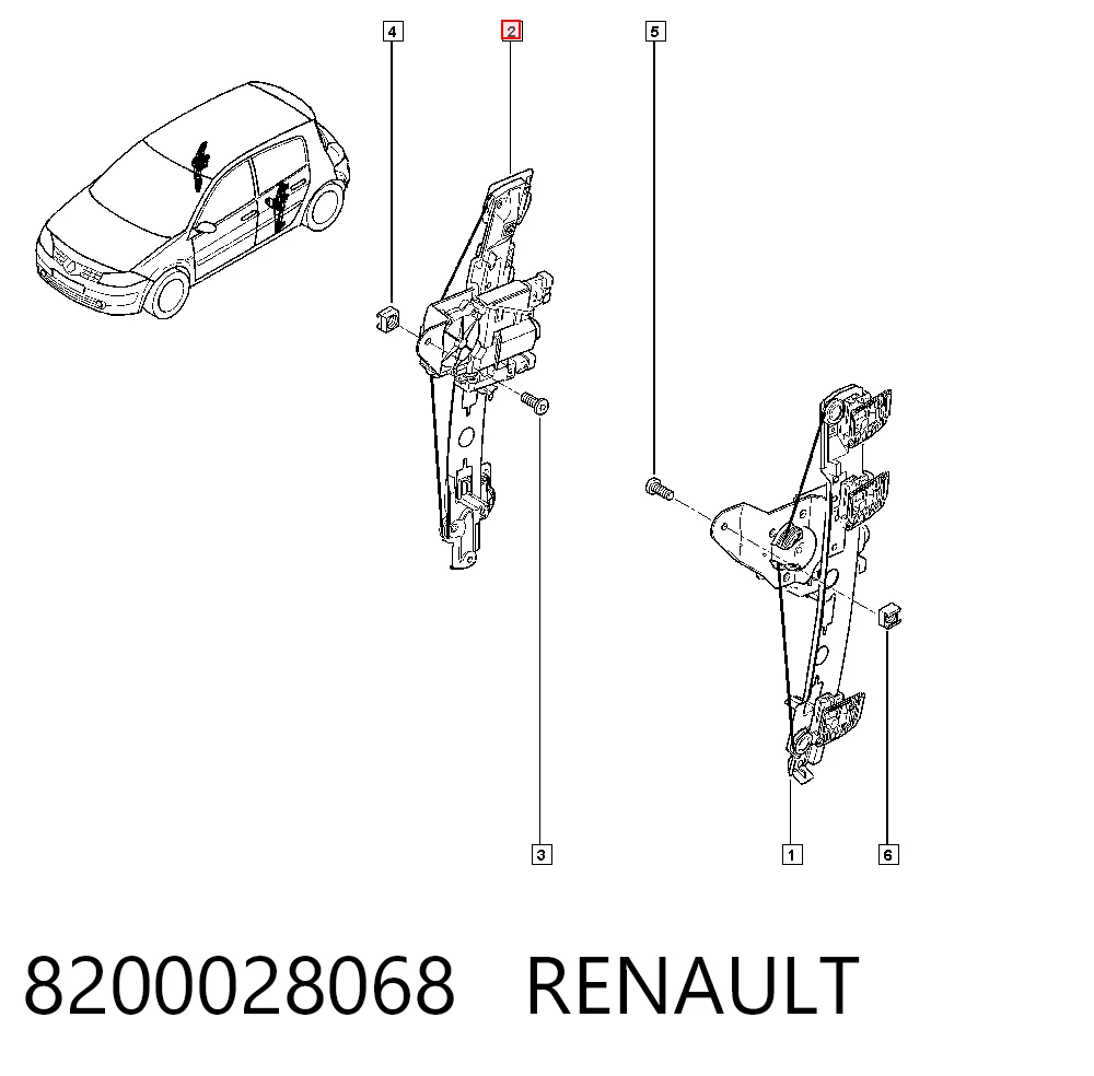 8200028068 Renault (RVI)  Механизм стеклоподъемника правой задней двери