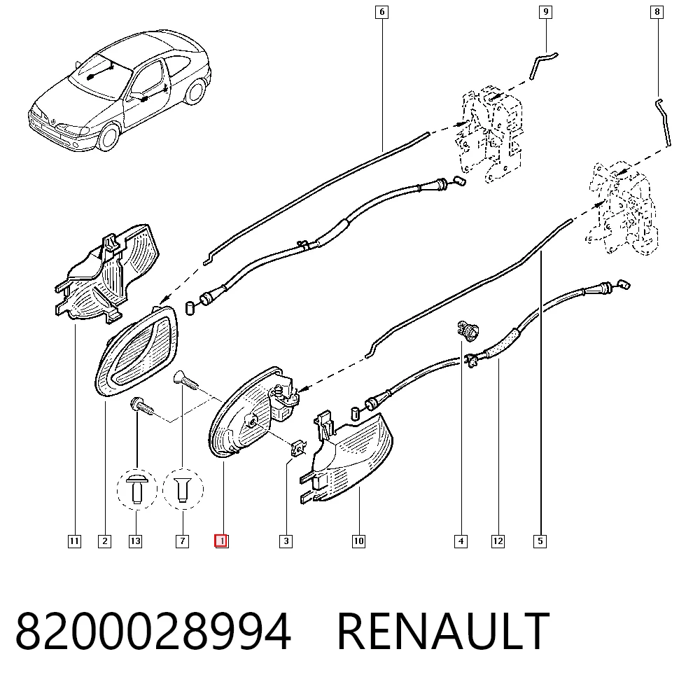 8200028994 Renault (RVI) Ручка двери левой внутренняя передняя/задняя