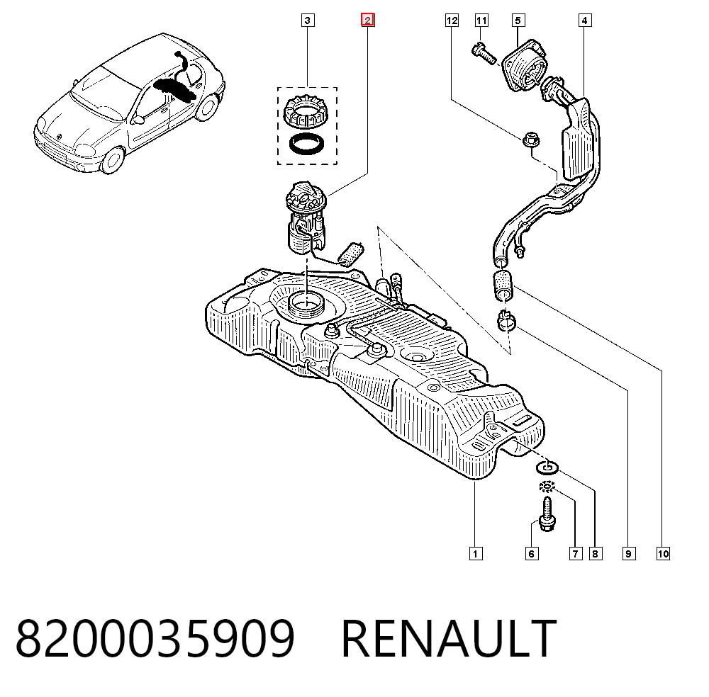 Датчик уровня топлива в баке на Renault Clio SYMBOL LB0, LB1, LB2
