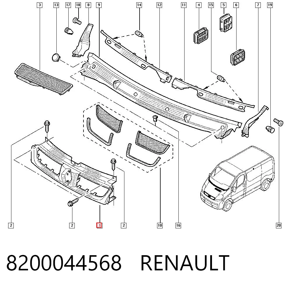Решетка радиатора на Renault Trafic II FL