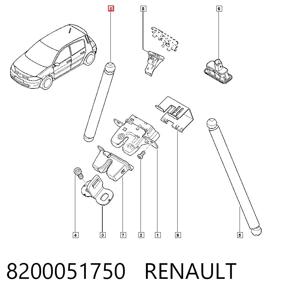 8200051750 Renault (RVI) Амортизатор крышки багажника