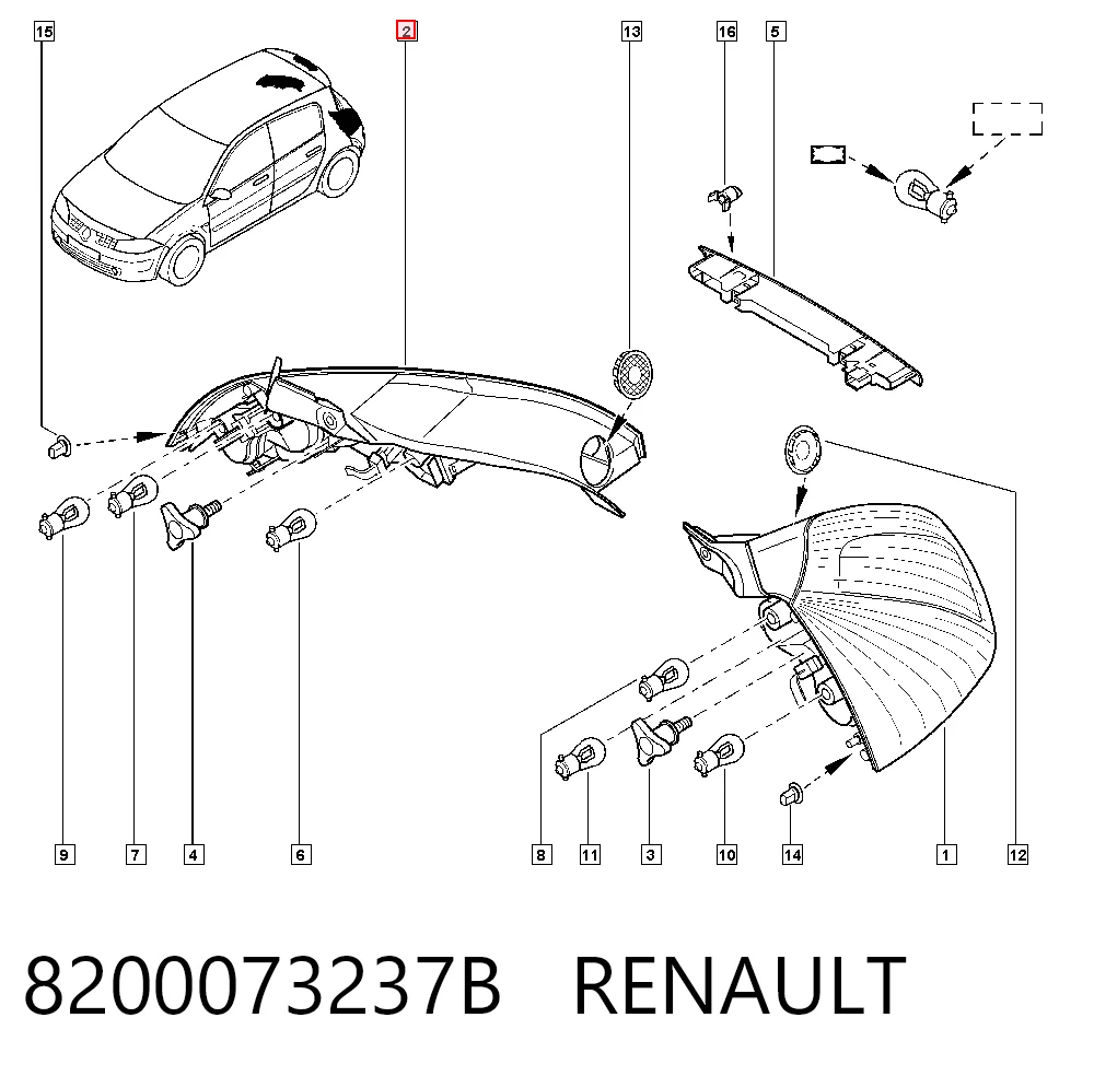  Задний фонарь Renault Megane 2