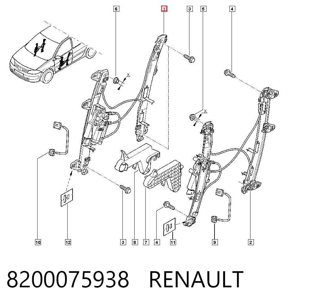 Механизм подъема стекол на Renault Megane I LA0, LA1