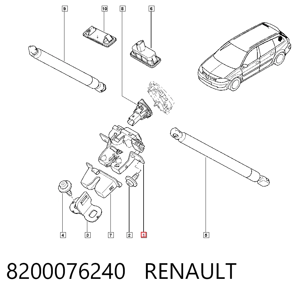 8200076240 Renault (RVI) Замок пятой двери