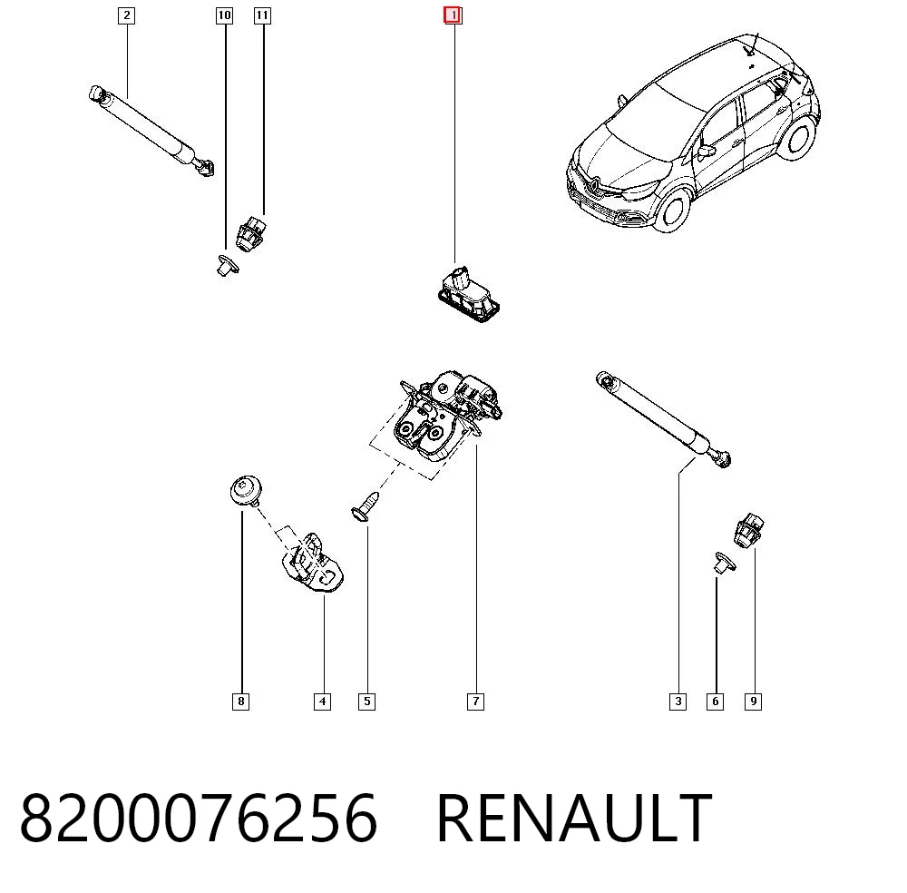 8200076256 Renault (RVI) Кнопка привода замка крышки багажника (двери 3/5-й (ляды)