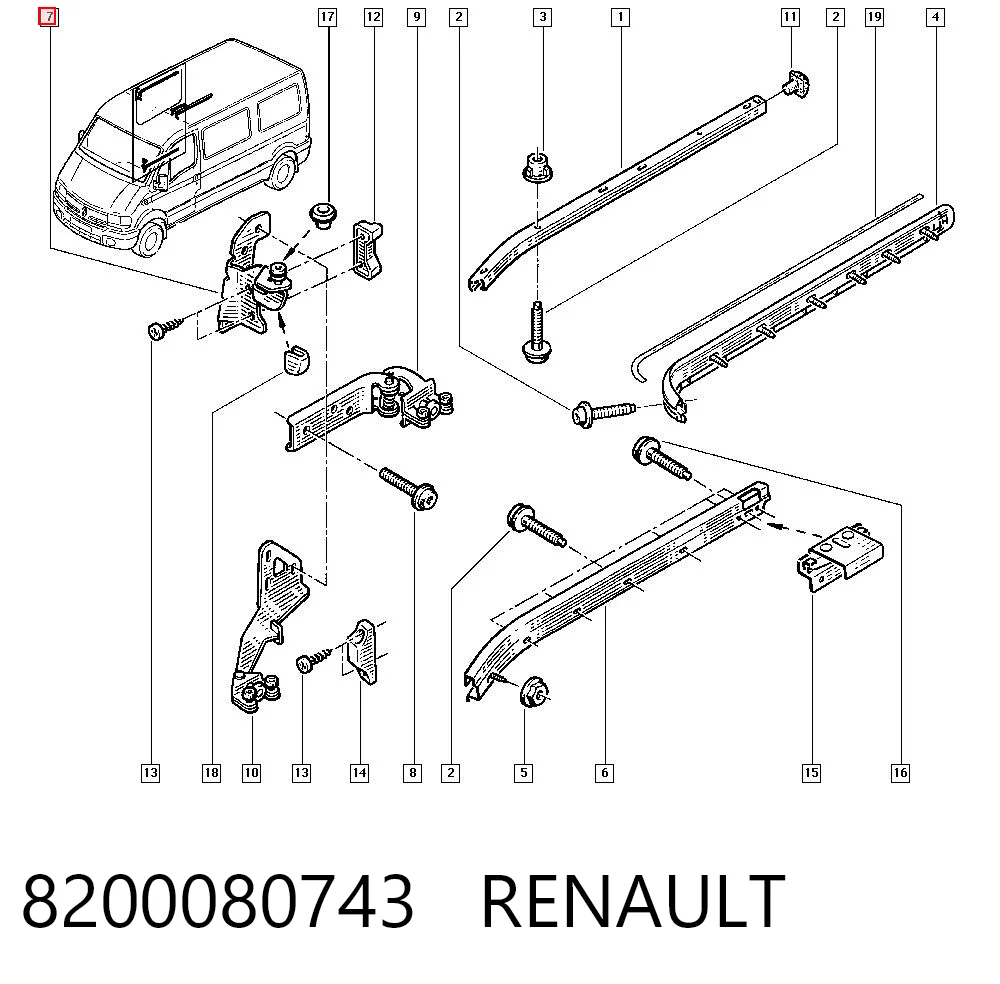 8200080743 Renault (RVI) Ролик двери боковой (сдвижной) правый верхний