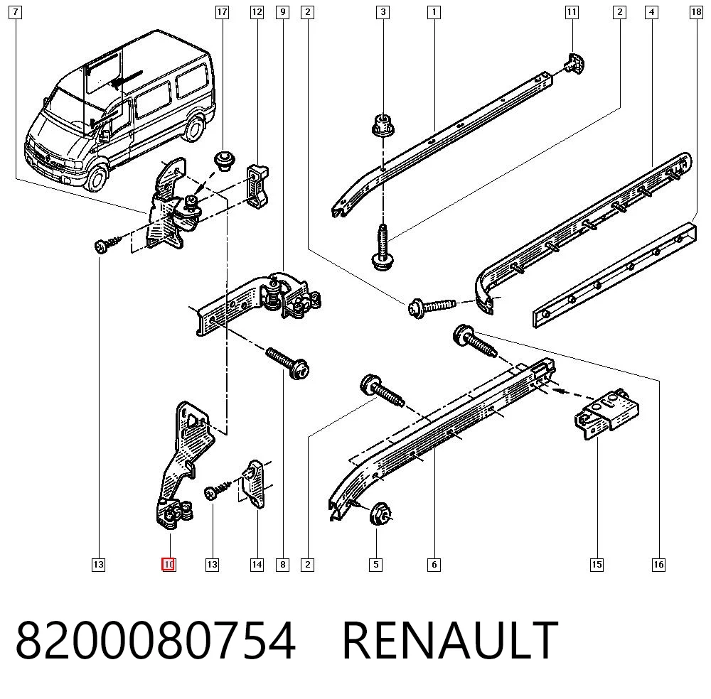 8200080754 Renault (RVI) Ролик боковой (сдвижной) двери правый нижний
