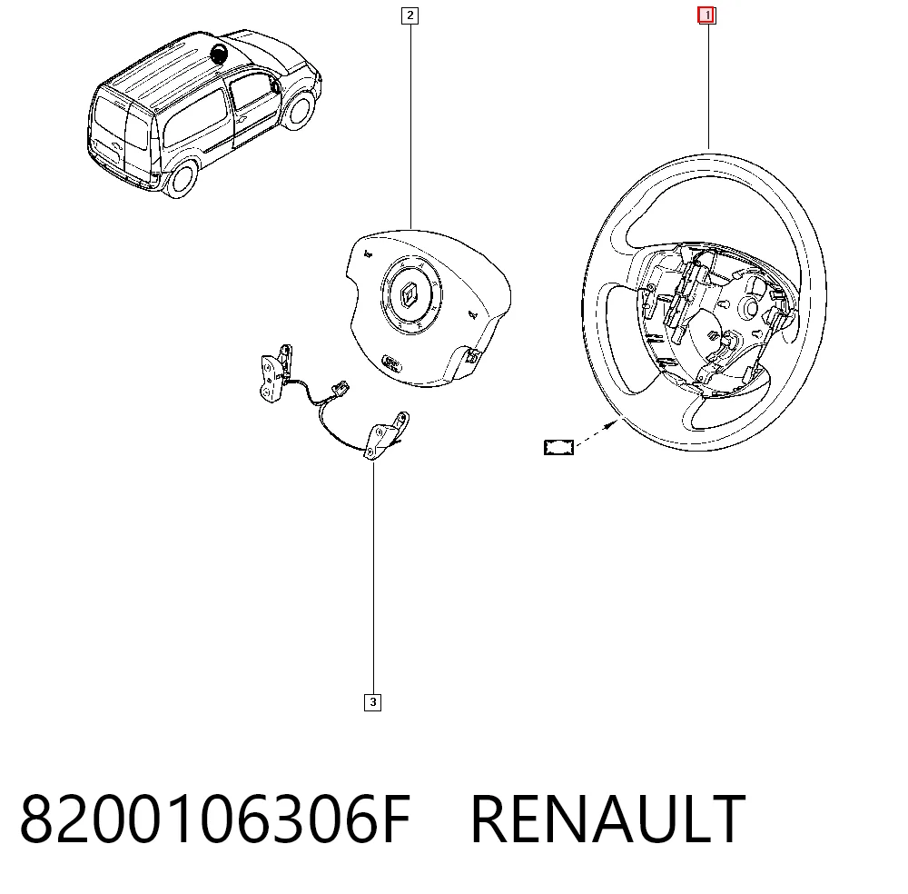 Руль Renault Kangoo II фургон (FW0) (2008 - 2021) цена, от 13.98 USD