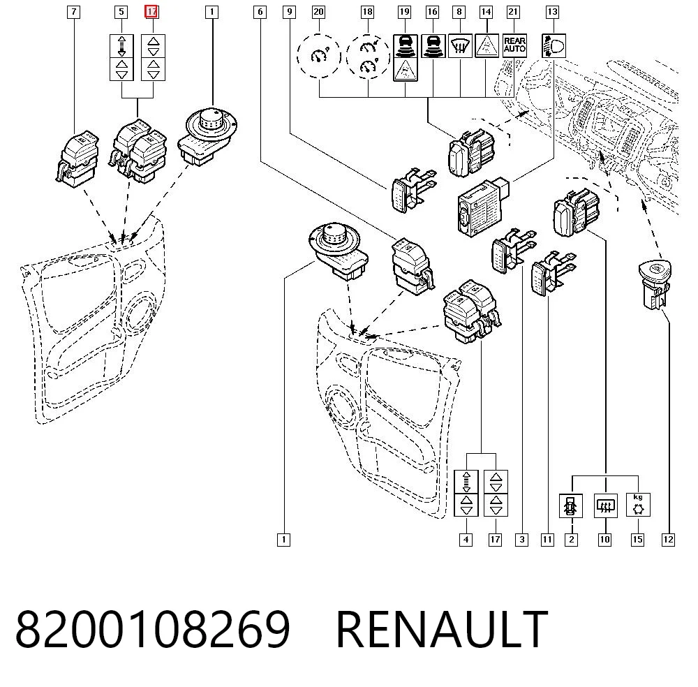 8200108269 Renault (RVI) Кнопки переднего левого стекло подъёмника