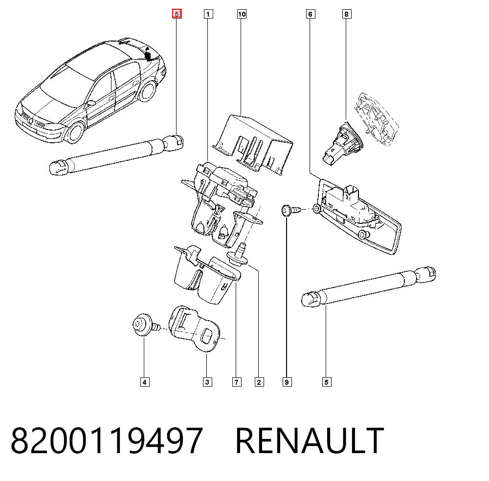8200119497 Renault (RVI) Амортизатор крышки багажника
