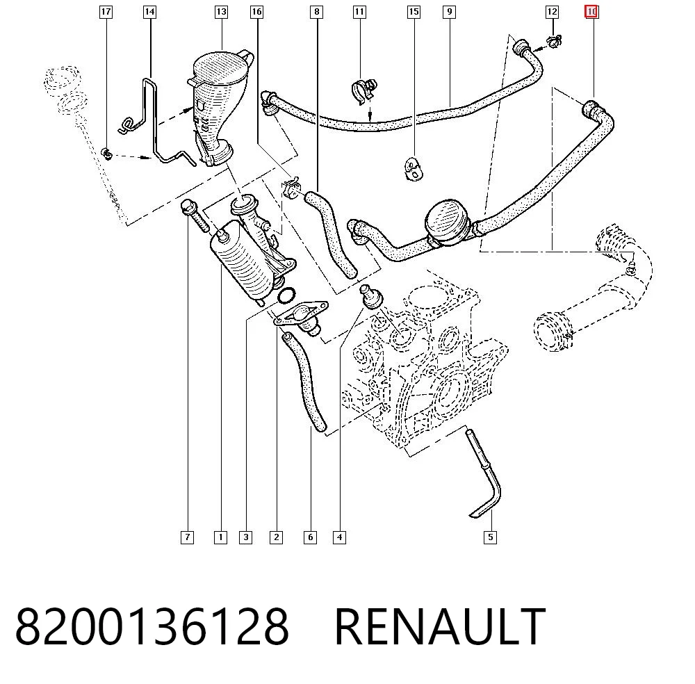 8200136128 Renault (RVI) Шланг для удаления воздуха