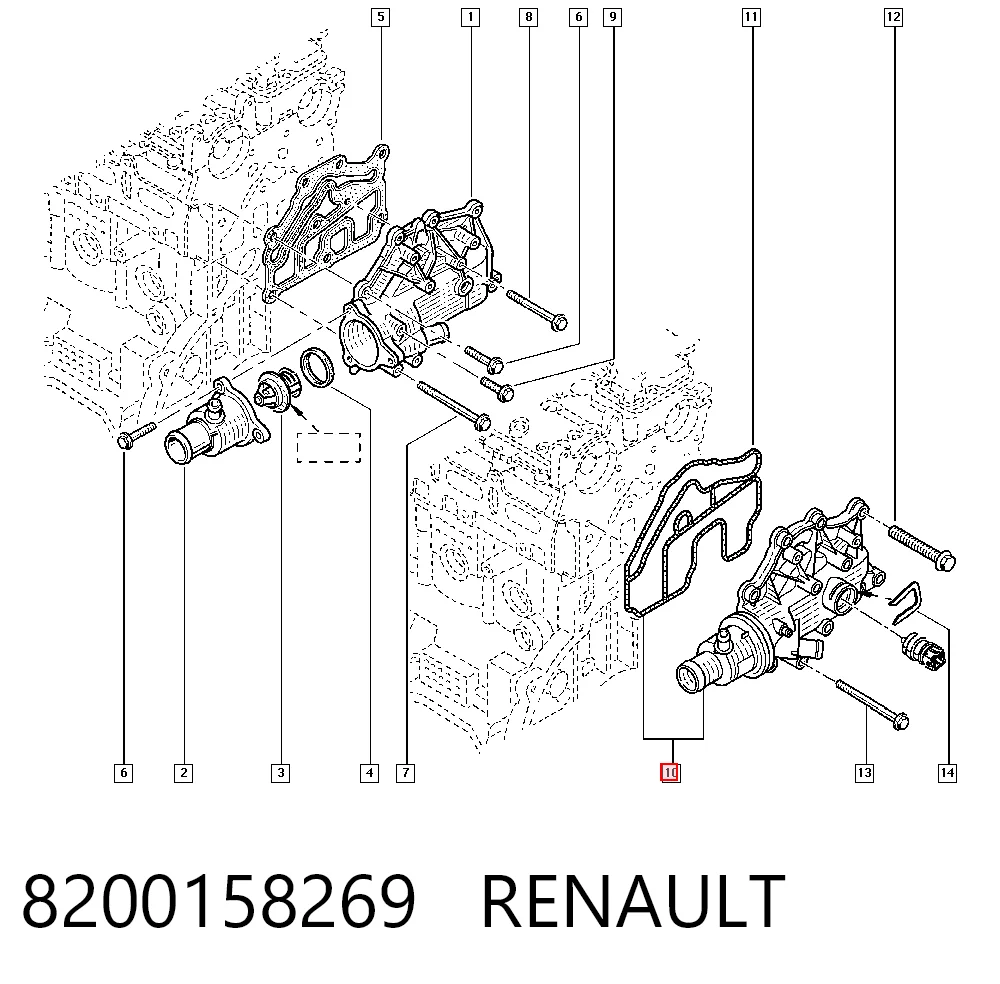 8200158269 Renault (RVI) Корпус термостата в сборе