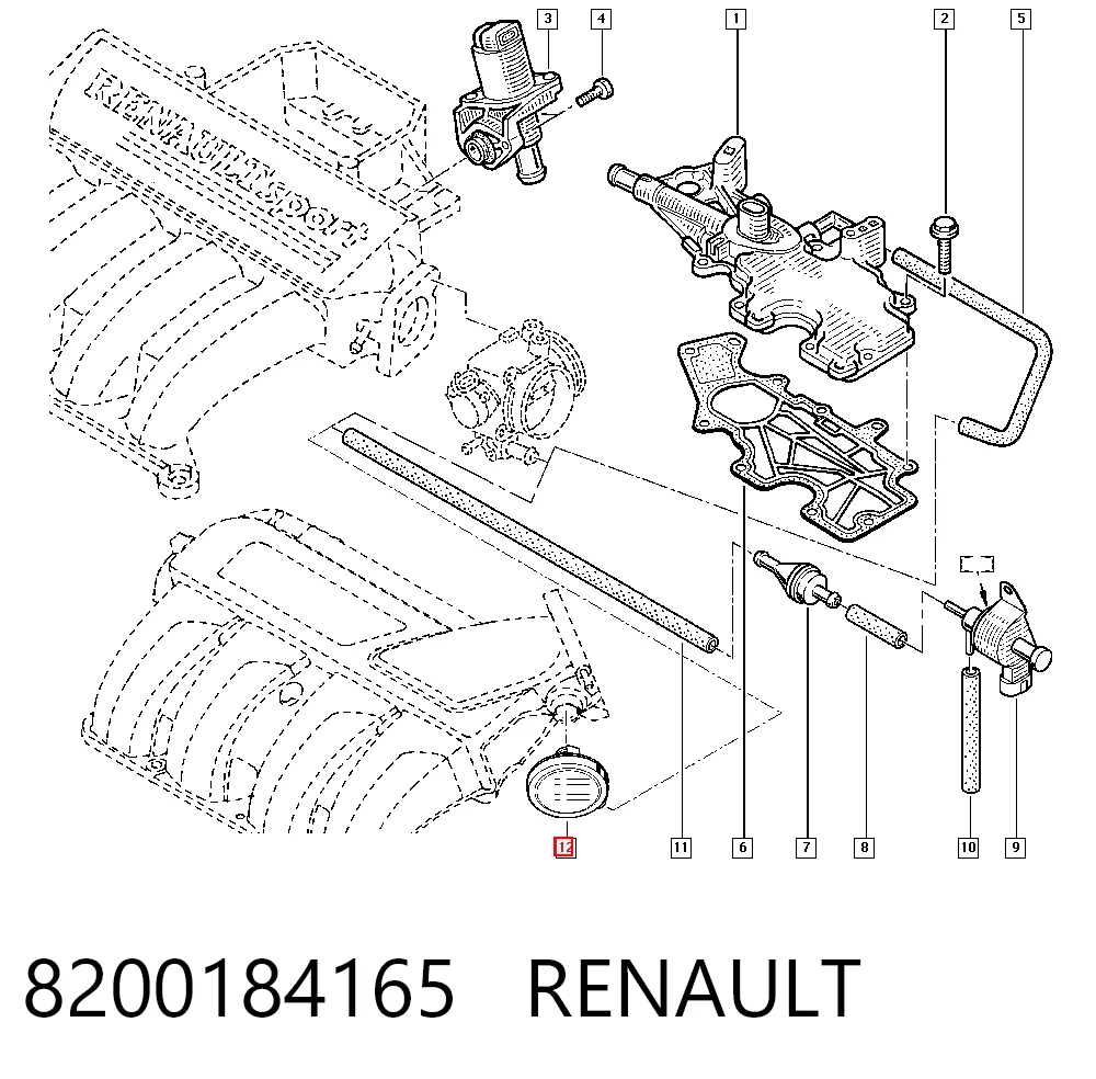 8200184165 Renault (RVI) Клапан PCV вентиляции картера