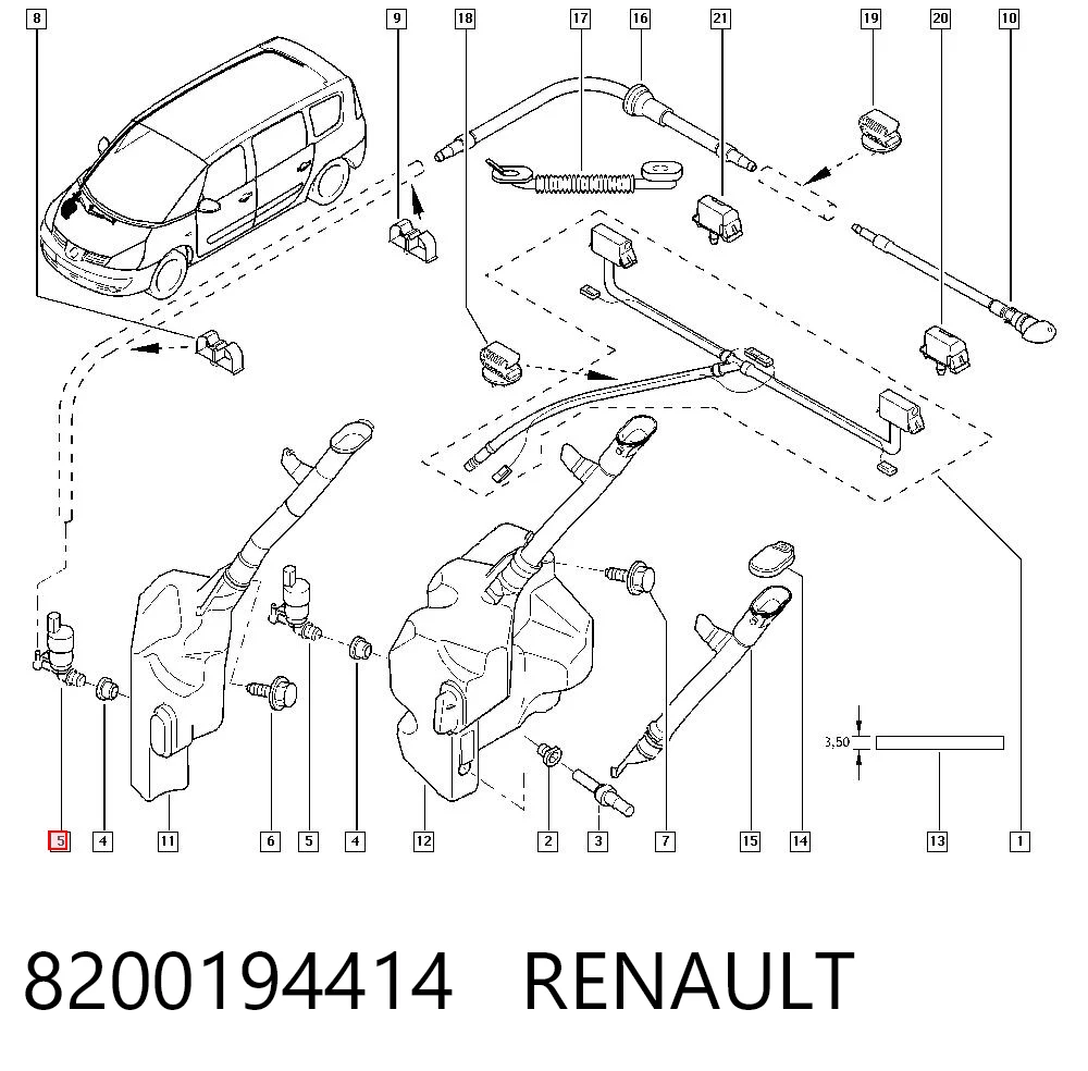 8200194414 Renault (RVI) Мотор омывателя лобового стекла