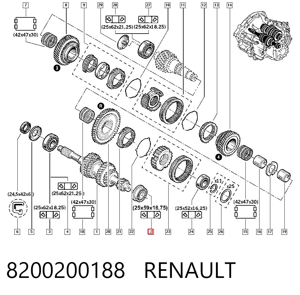 Подшипники коробки на Renault Master II HD, FD
