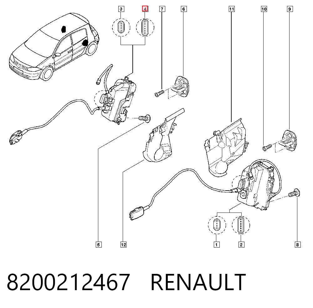 Замок двери задней правой на Renault Megane II LM0, LM1