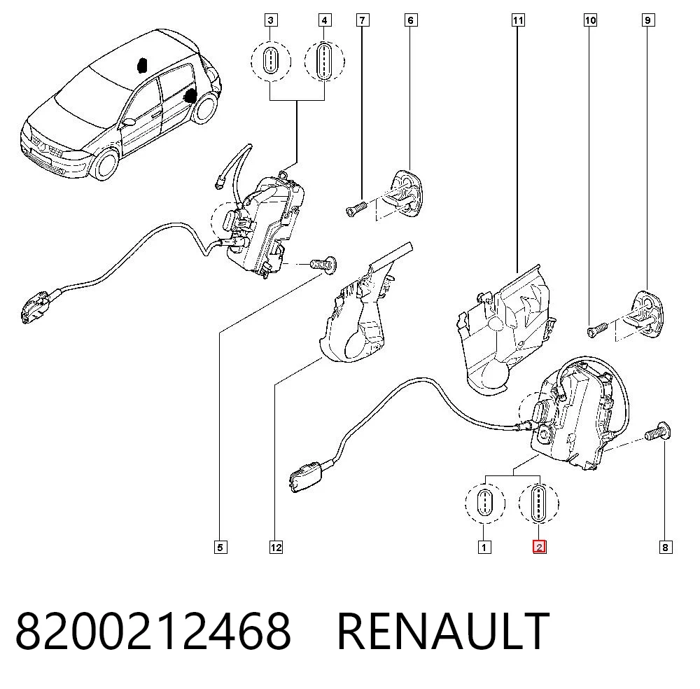 Замок двери задней левой на Renault Megane II LM0, LM1