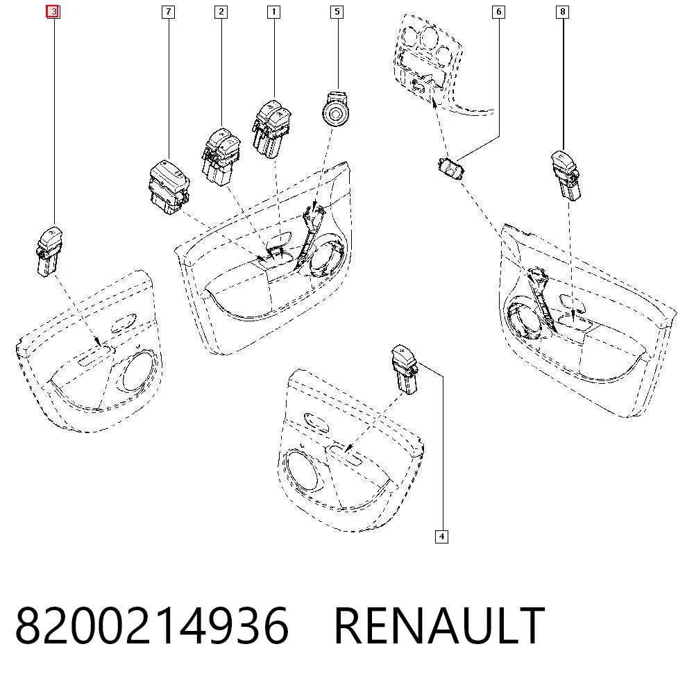 8200214936 Renault (RVI) Кнопка подъемника задних стекол
