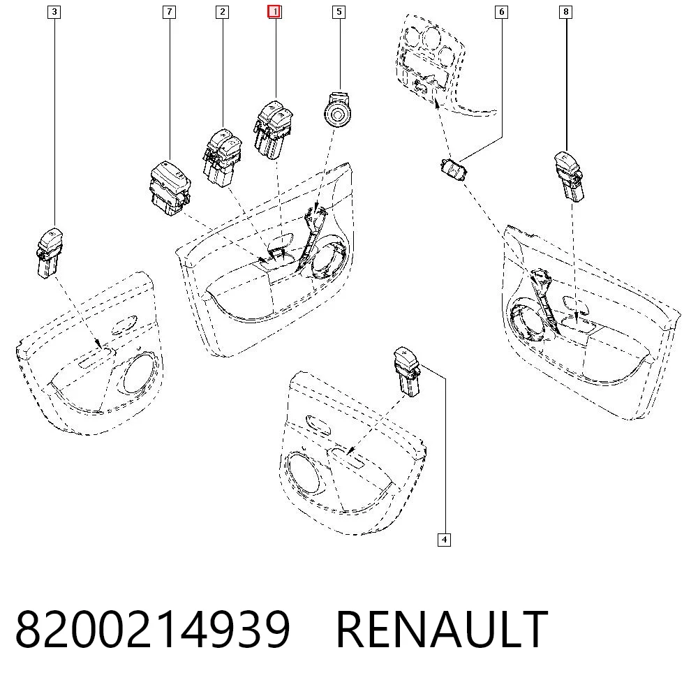 8200214939 Renault (RVI) Кнопка подъемника переднего левого стекла