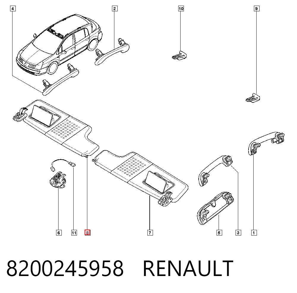 Козырек солнцезащитный Renault Vel Satis BJ0