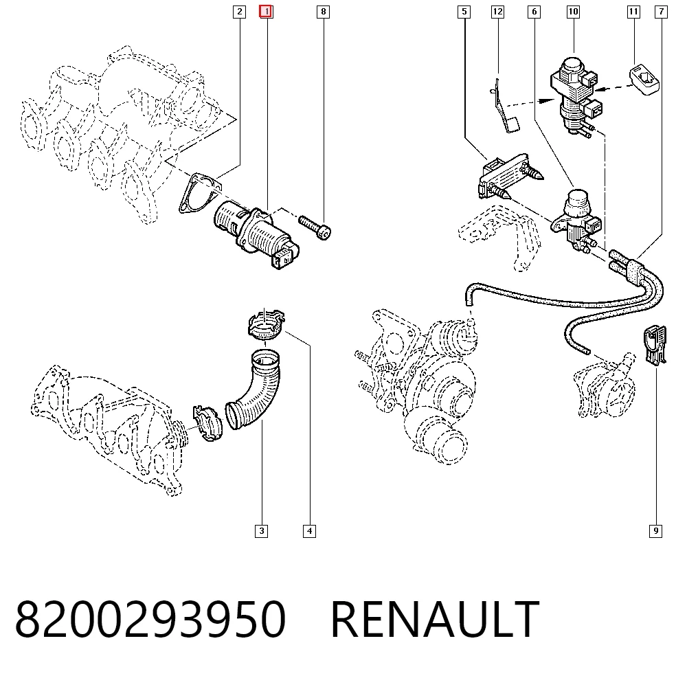 8200293950 Renault (RVI) Клапан рециркуляции отработавших газов EGR