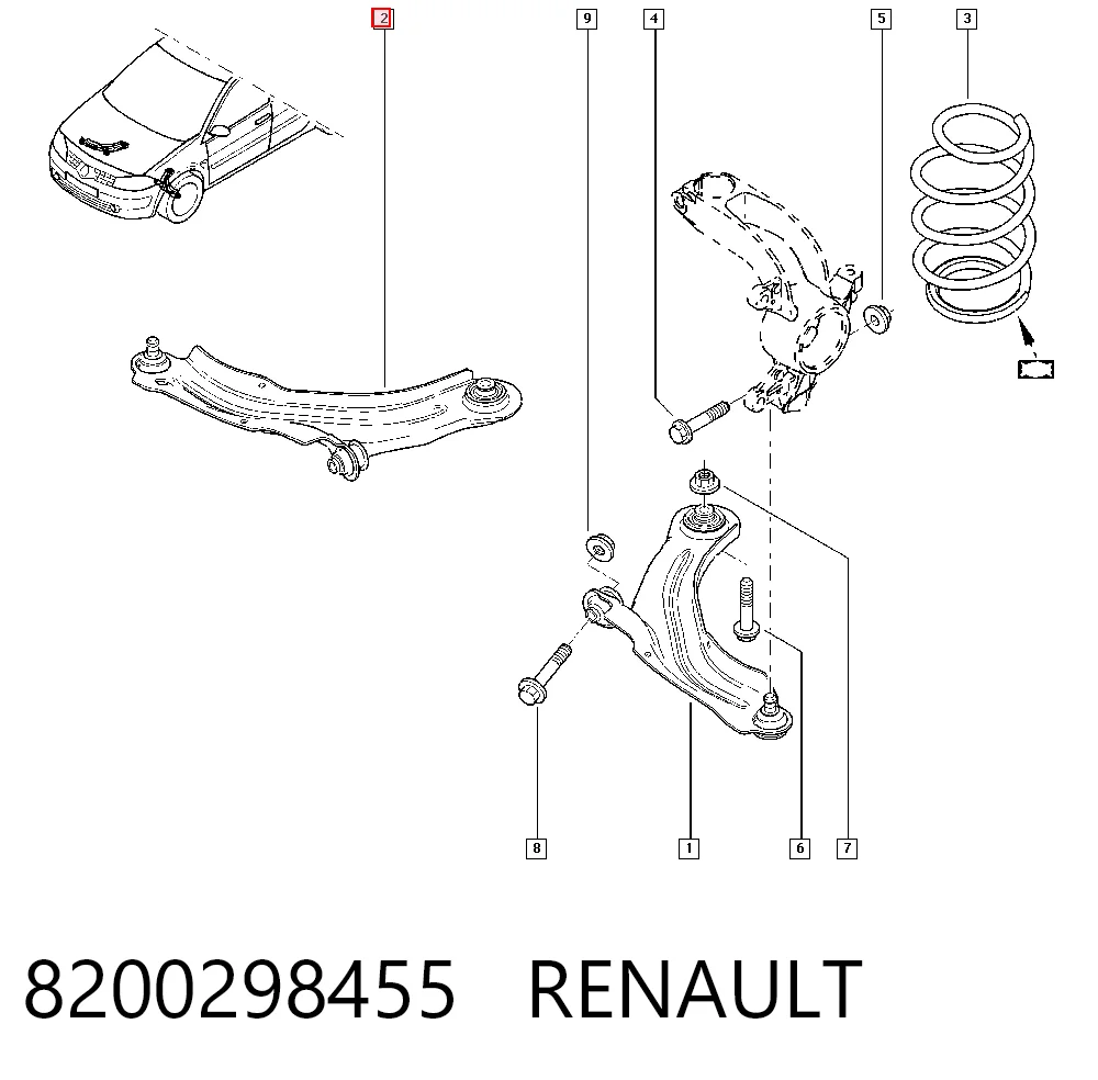 8200298455 Renault (RVI) Рычаг передней подвески нижний, правый
