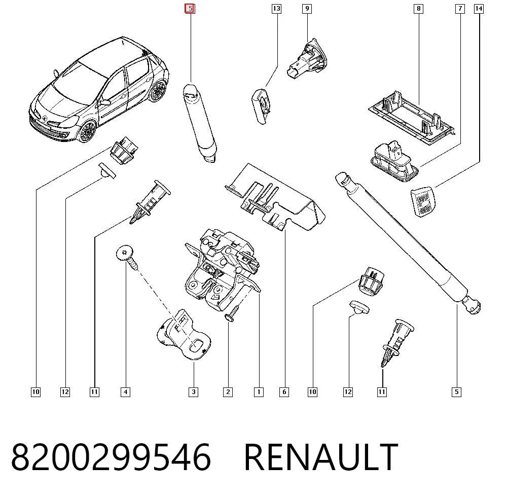 8200299546 Renault (RVI) Амортизатор крышки багажника