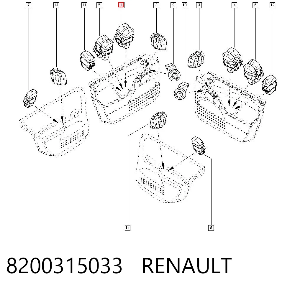 8200315033 Renault (RVI) Кнопки переднего левого стекло подъёмника