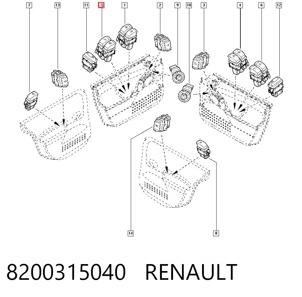 8200315040 Renault (RVI) Кнопки переднего левого стекло подъёмника