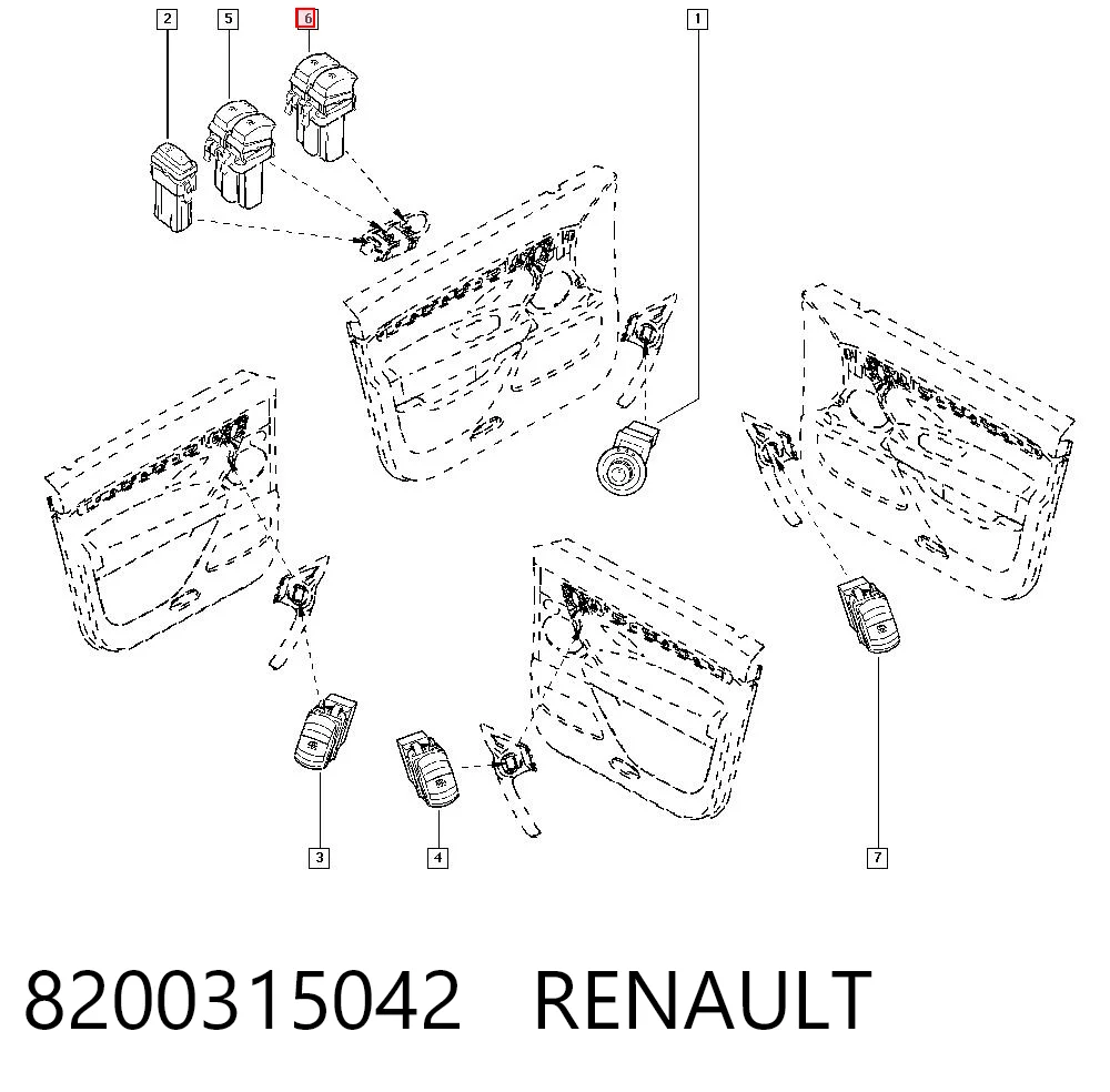 8200315042 Renault (RVI) Кнопки переднего левого стекло подъёмника