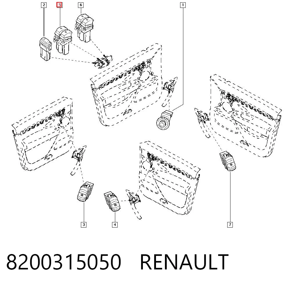 8200315050 Renault (RVI) Кнопки переднего левого стекло подъёмника