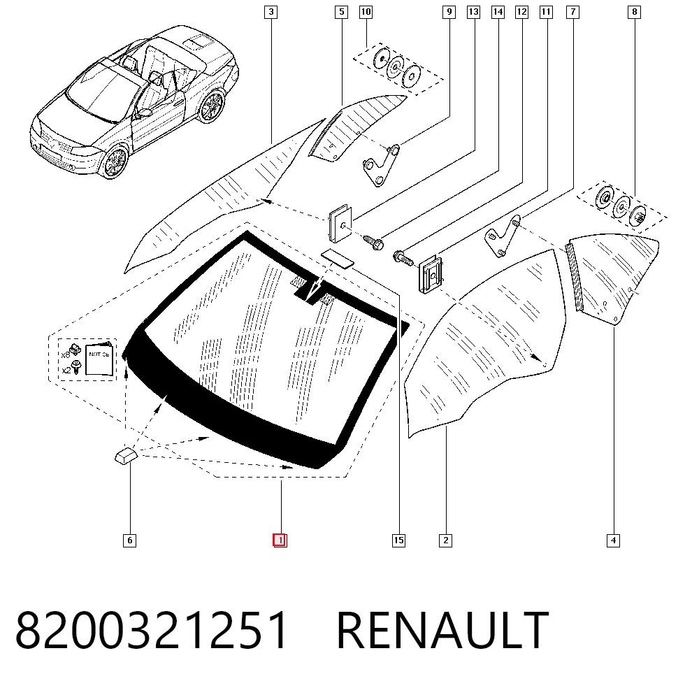 Автостекло на Renault Megane II EM0, EM1