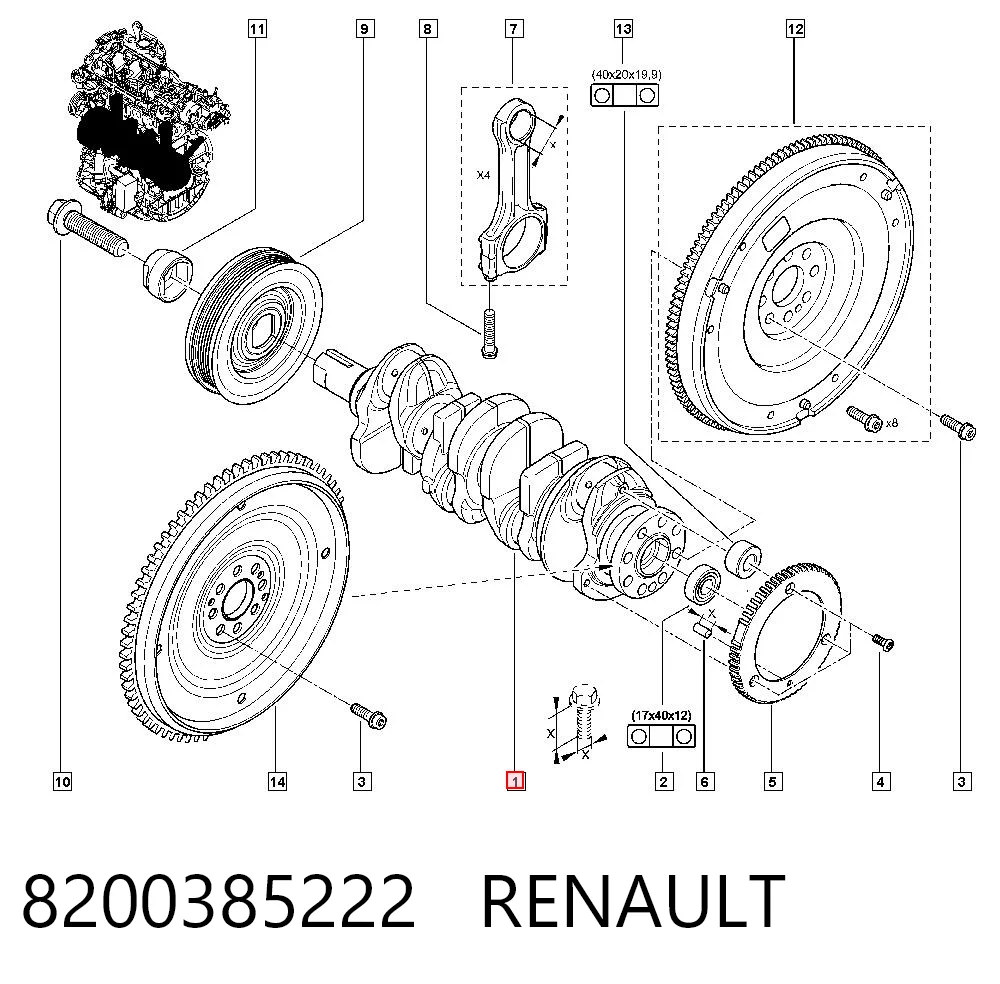 Вал коленчатый и маховик Renault Trafic II фургон (FL) (2001 - 2014) цена, от 338.22 USD
