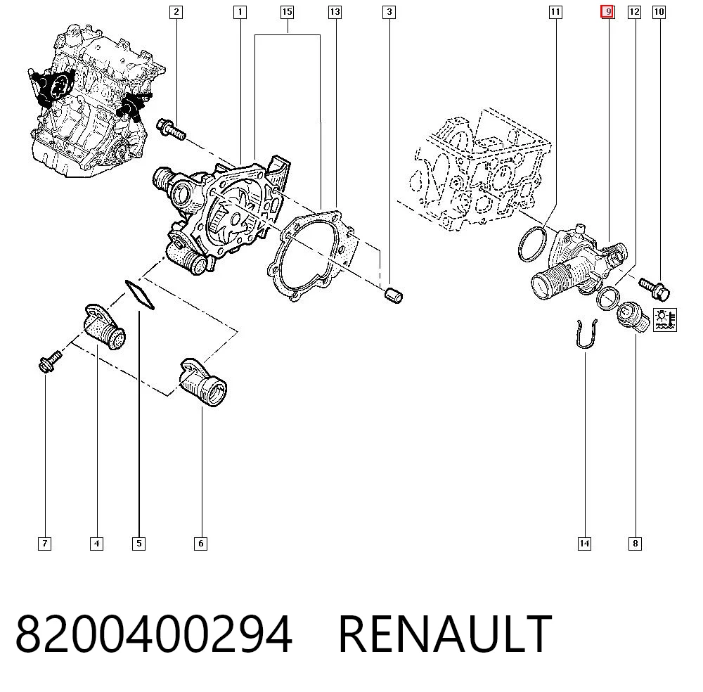 8200400294 Renault (RVI) Корпус термостата в сборе