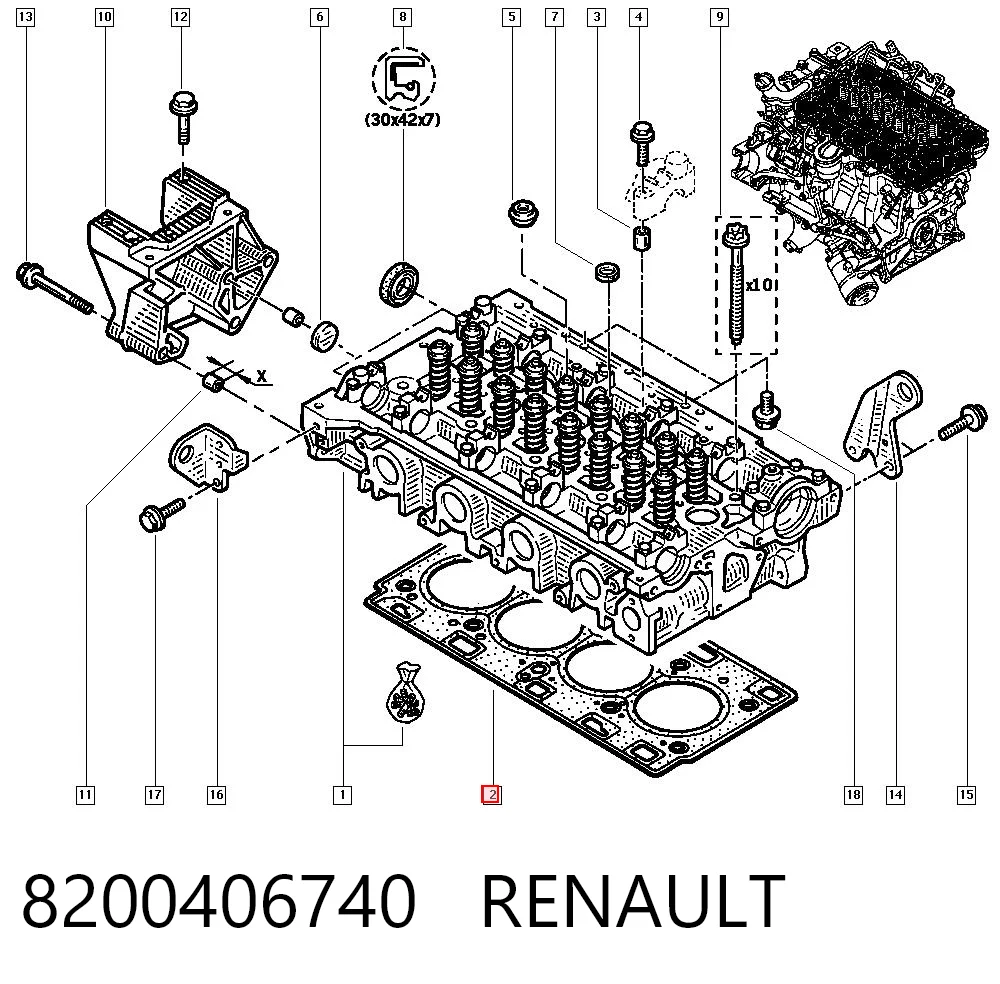 Прокладка головки блока на Renault Laguna II BG0, BG1