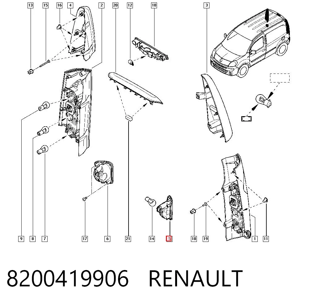 8200419906 Renault (RVI) Противотуманнка задняя, левая
