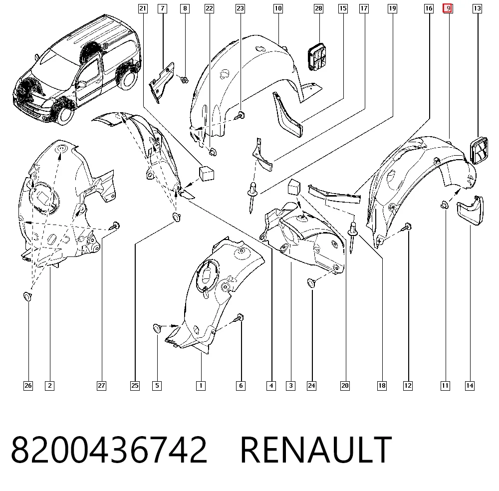 Подкрылок задний левый AND 14809099 цена, от 17.36 USD