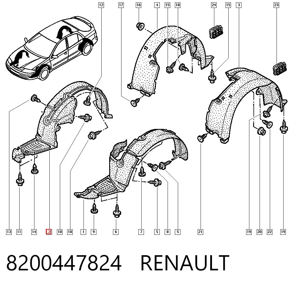 Подкрыльник переднего крыла, правый на Renault Laguna II BG0, BG1