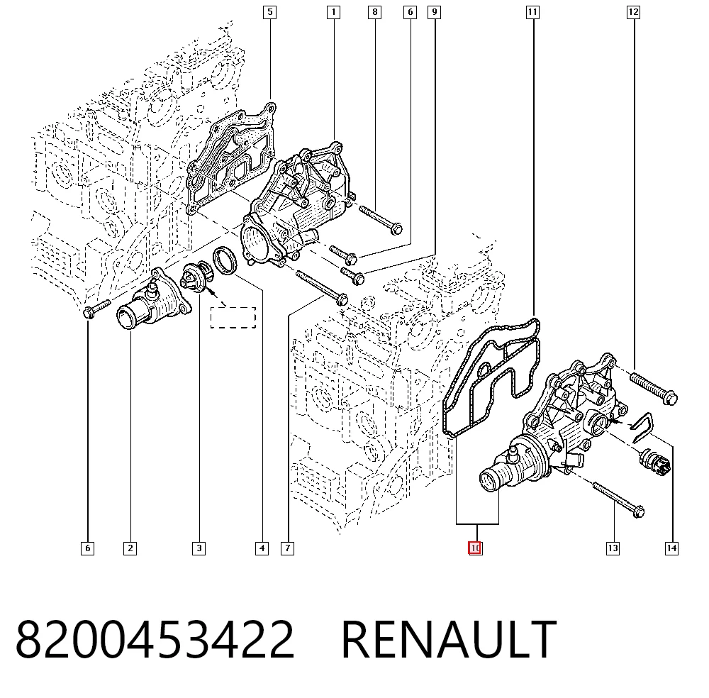 8200453422 Renault (RVI) Корпус термостата в сборе