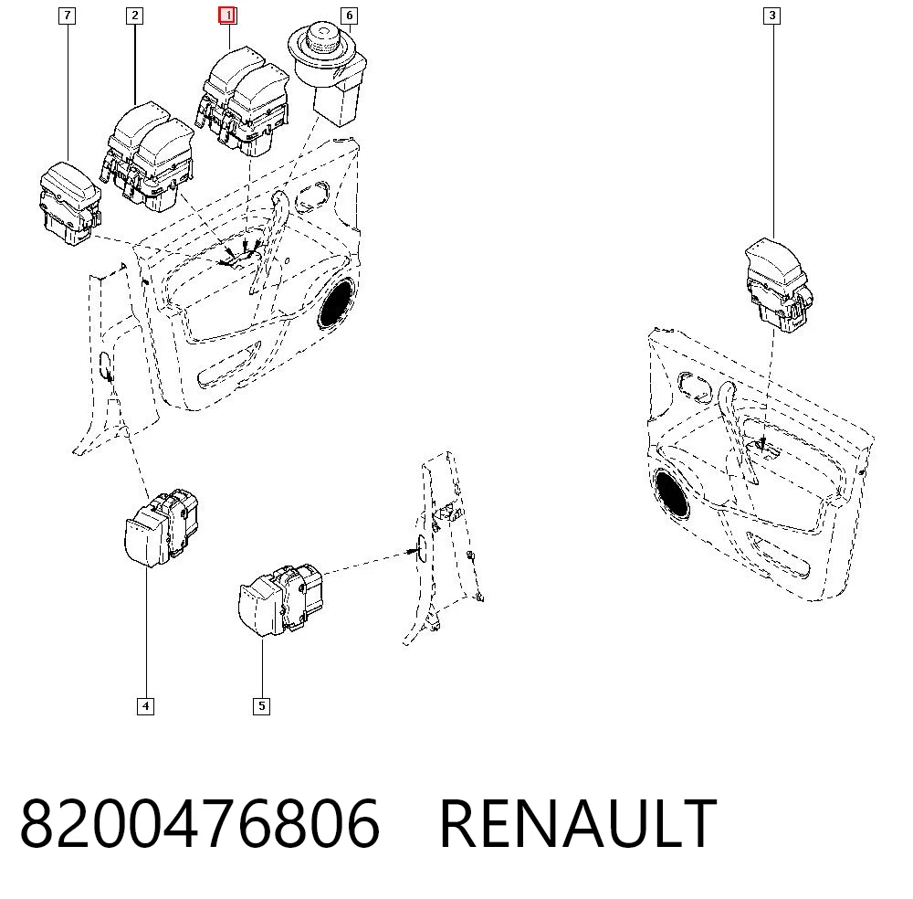 8200476806 Renault (RVI) Кнопки переднего левого стекло подъёмника