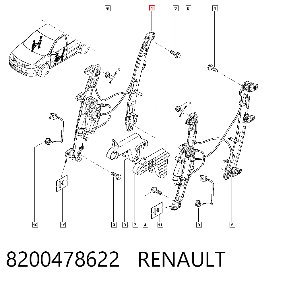 Стеклоподъемник передней правой двери Renault Megane I седан (LA0, LA1) (1996 - 2003) цена, от 52.83 USD