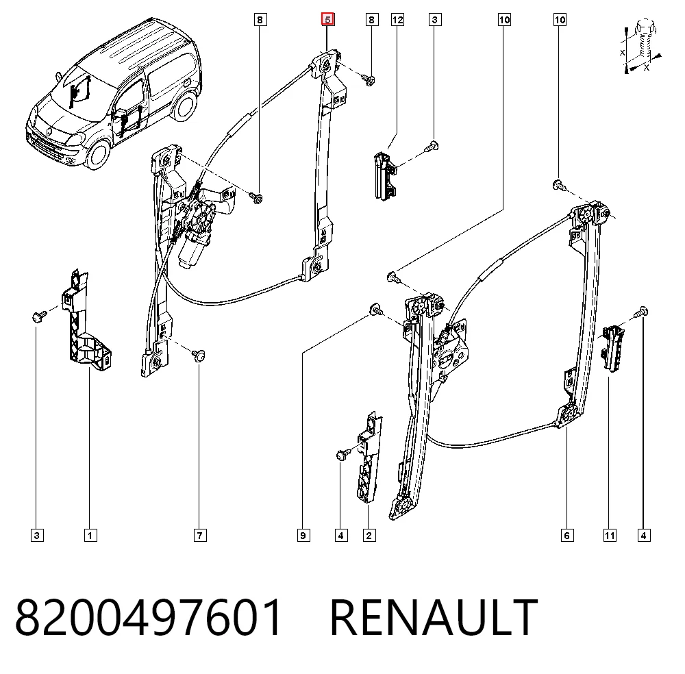  Стеклоподъемник передней правой двери Renault Kangoo 1
