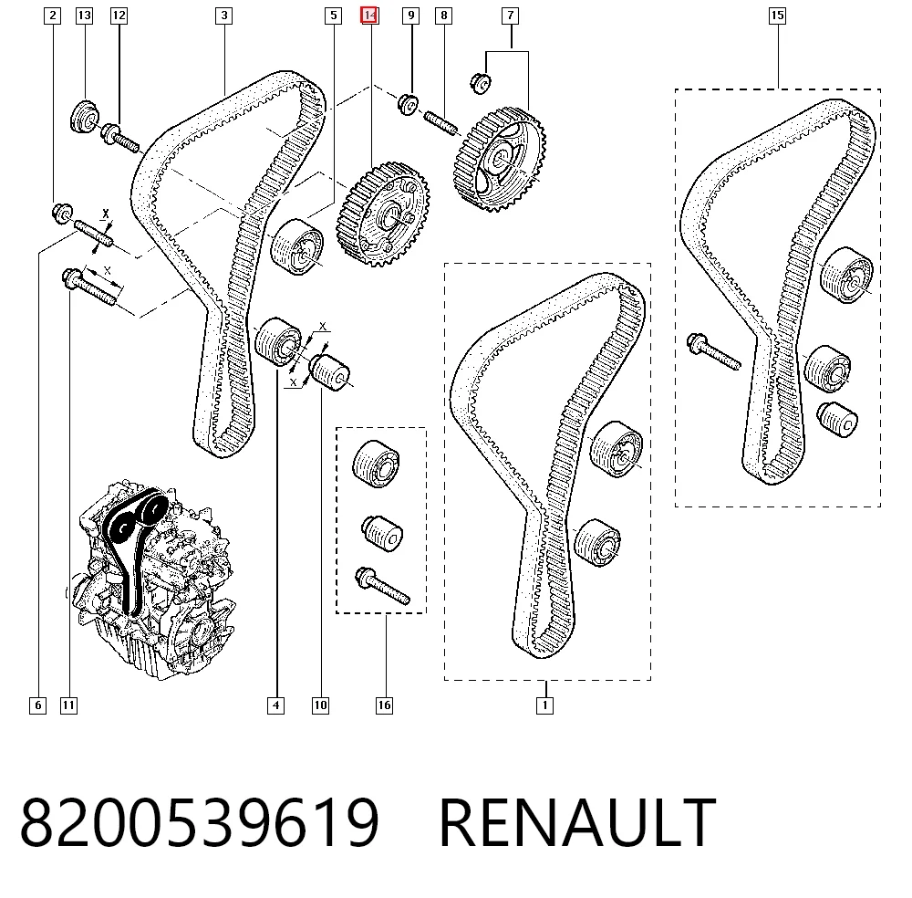 8200539619 Renault (RVI) Звездочка шестерня распредвала двигателя выпускного