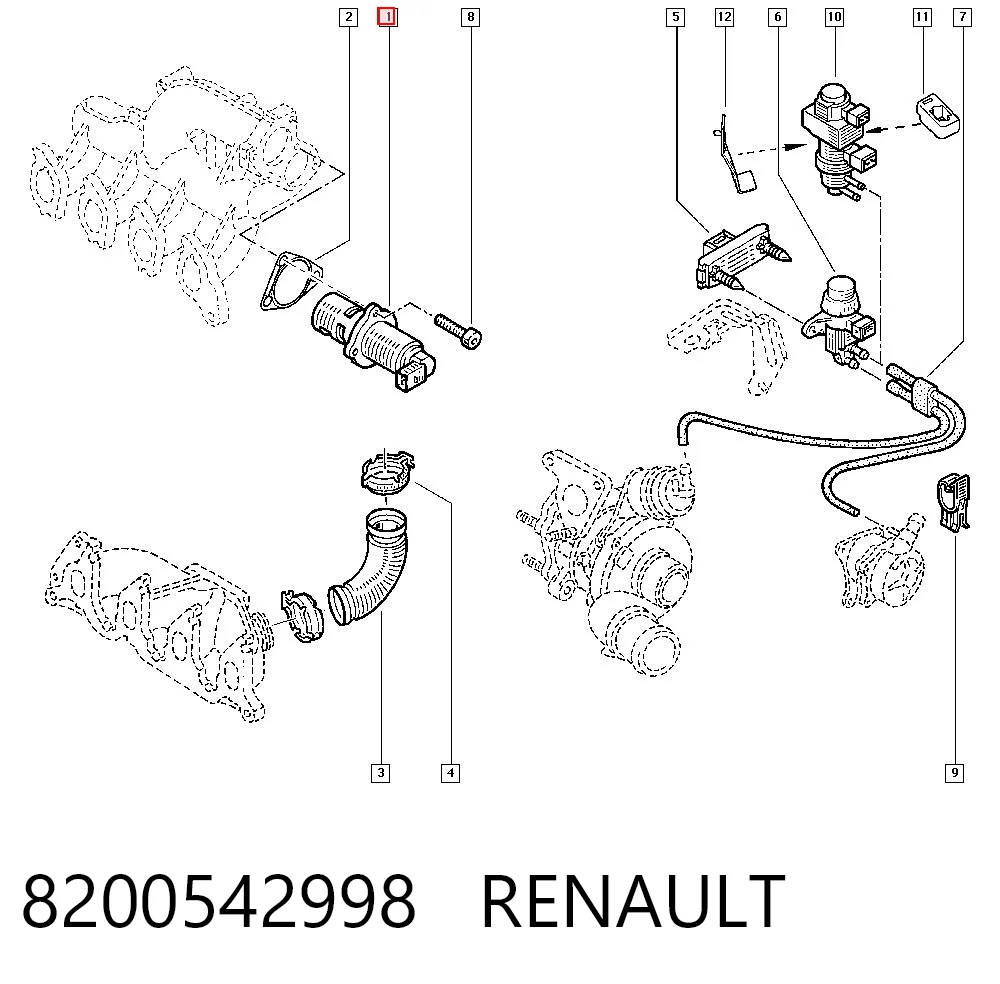 8200542998 Renault (RVI) Клапан рециркуляции отработавших газов EGR